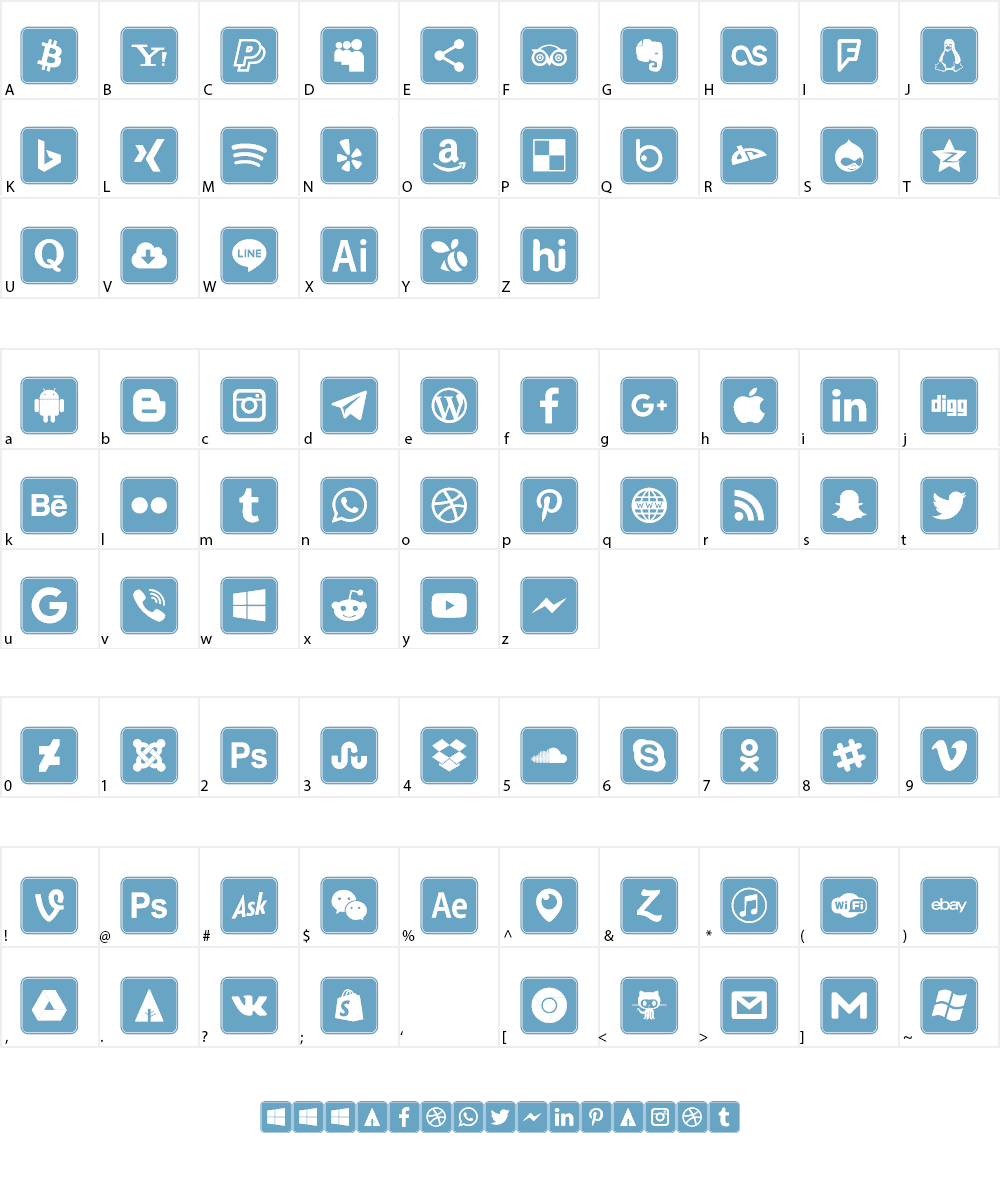 Icons Social Media 7 Font Character